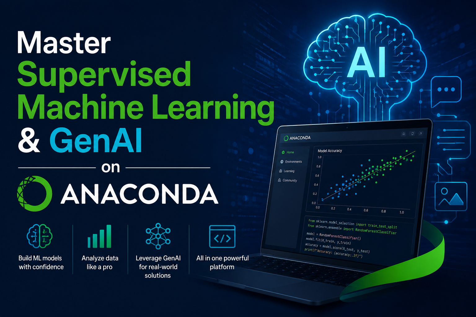 Master Supervised Machine Learning & GenAI on Anaconda